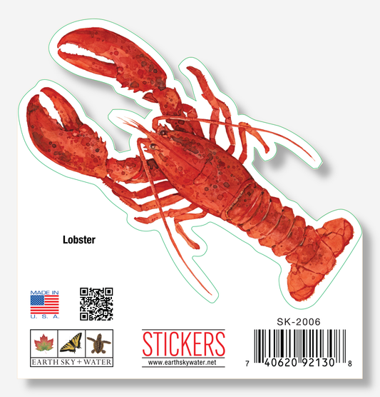 Red Lobster Nature Sticker, 3.5" wide