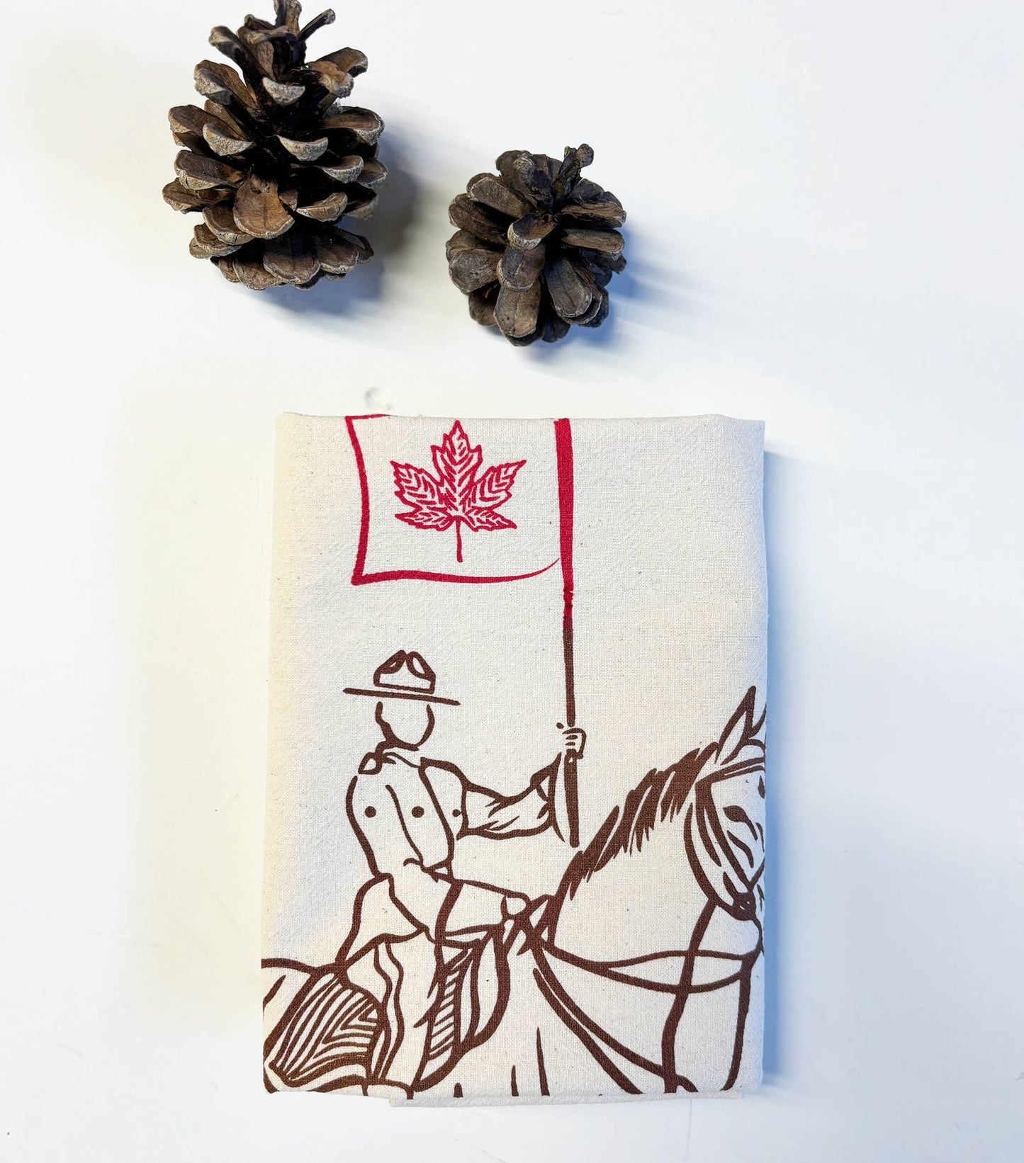 RCMP Organic Tea Towel Brown and Red - 20x24