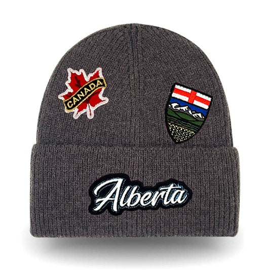 ALBERTA THICK KNIT CUFF TOQUE: Melange grey