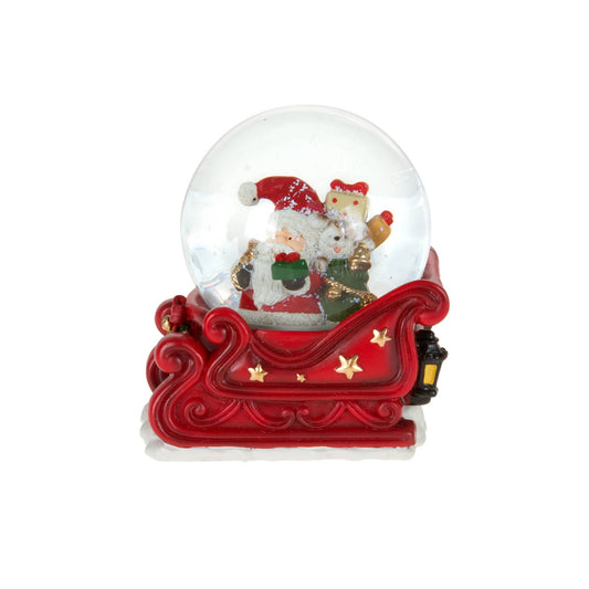 3.5" Santa Snowglobe w/Red Sleigh Base