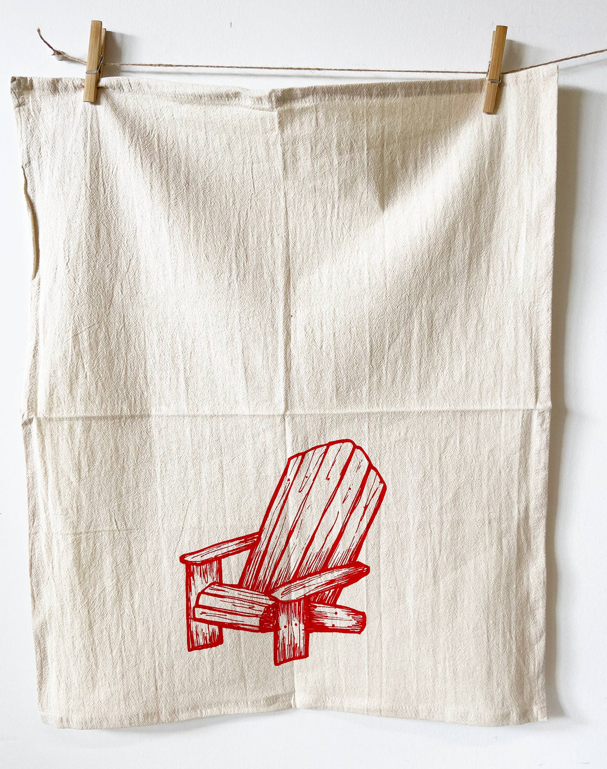 Cottage Chair Organic Tea Towel Red - 20x24
