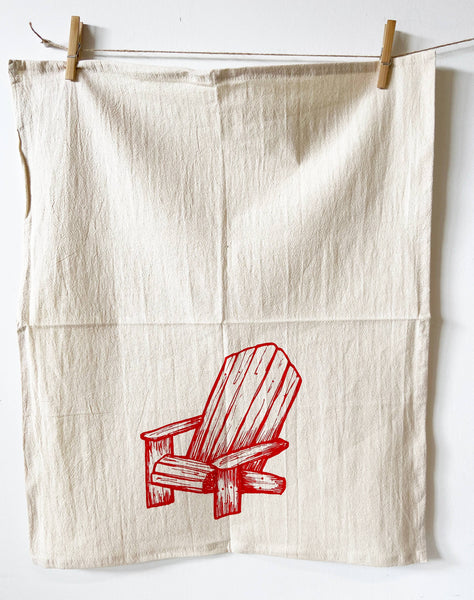 Cottage Chair Organic Tea Towel Red - 20x24