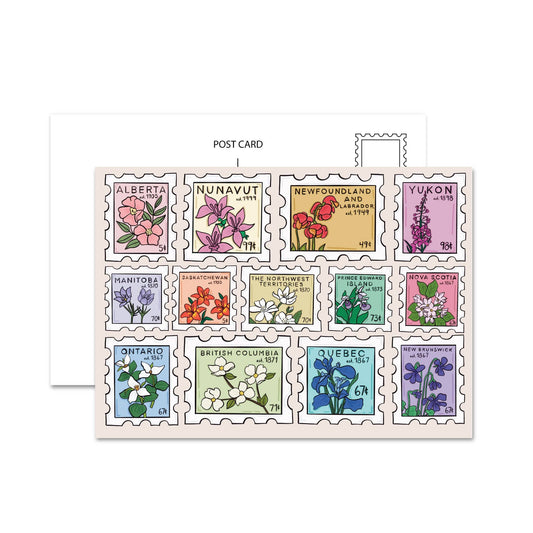 Canada Provincial Floral Postage Stamp Postcards
