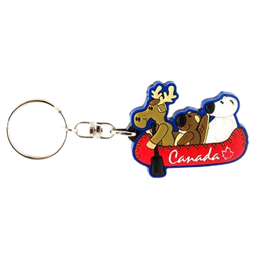 Canada Canoe Souvenir Keychain featuring a classic canoe design, perfect for Canadian wilderness enthusiasts and travelers