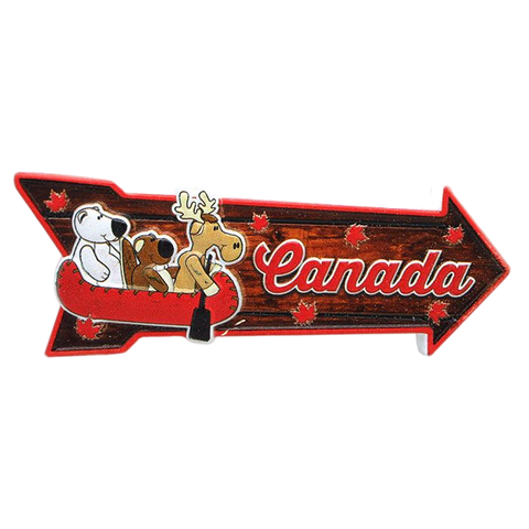 Canada Souvenir Fridge Magnet Animals Canoeing Sign