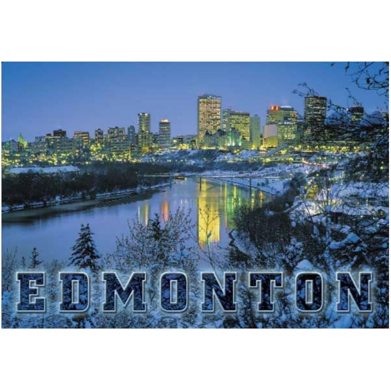 Edmonton Souvenir Fridge Magnet Skyline at Night