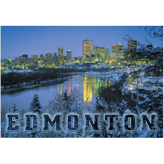 Edmonton Souvenir Fridge Magnet Skyline at Night